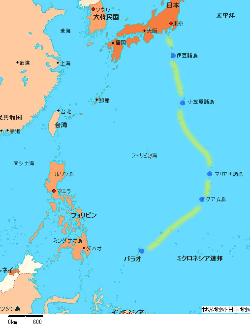 太平洋地図　太平洋の道