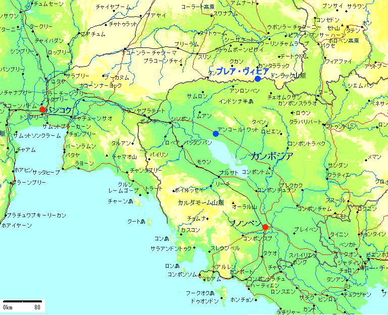 カンボジア　プレア・ヴィヒア　地図