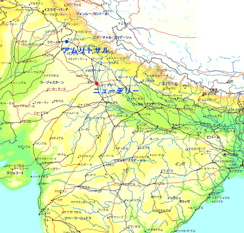 インド　地図　アムリトサル