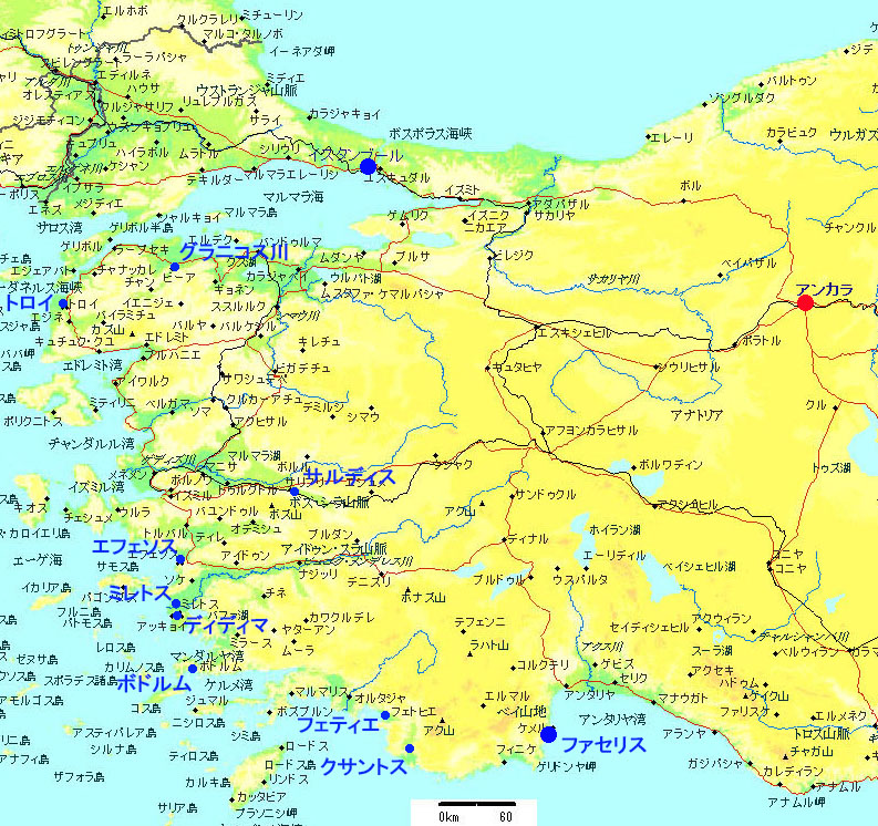 トルコ　地図　ファセリス
turkey map phaselis