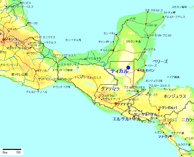 中米地図　グァテマラ
guatemala map