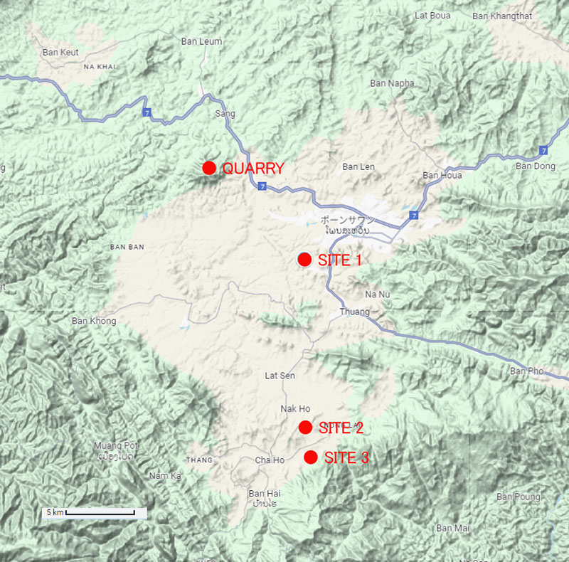 ジャール平原地図　ラオス　map of plain of jar laos