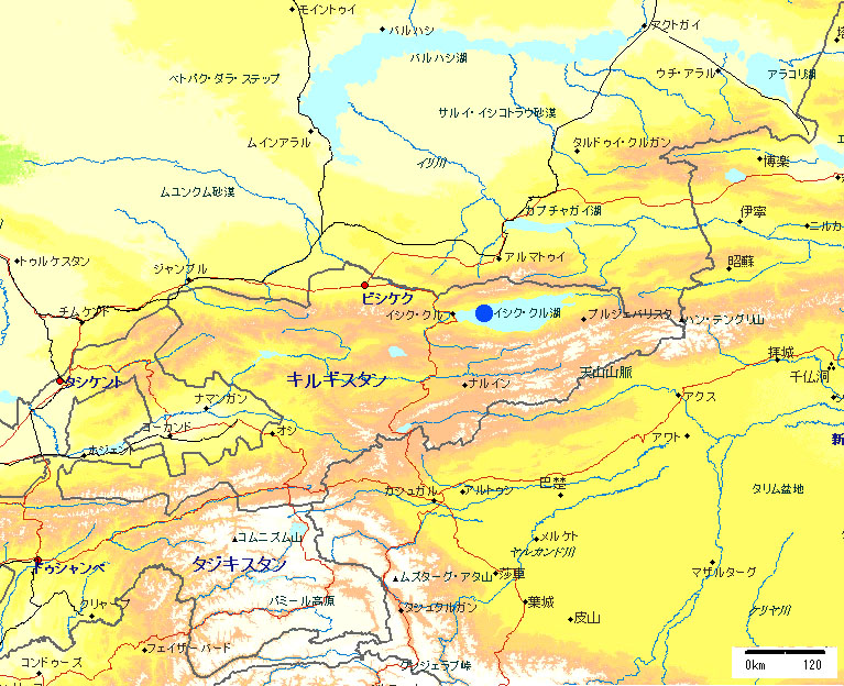 中央アジア地図　キルギス
central asia map kyrgyz