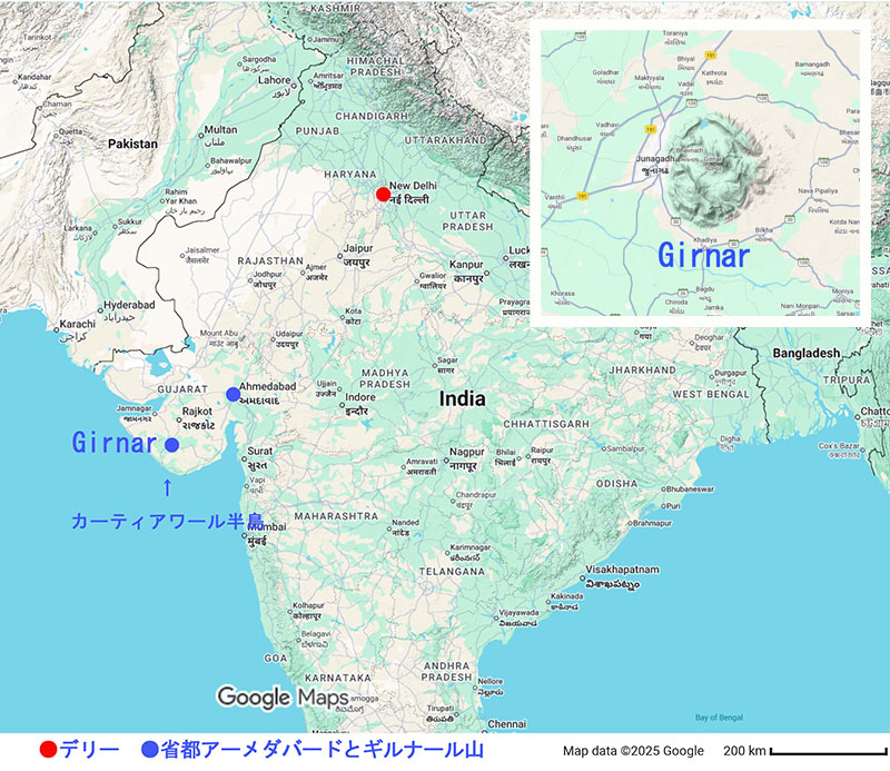 ギルナール山　グジャラート　インド mt. girnar gujarat india map