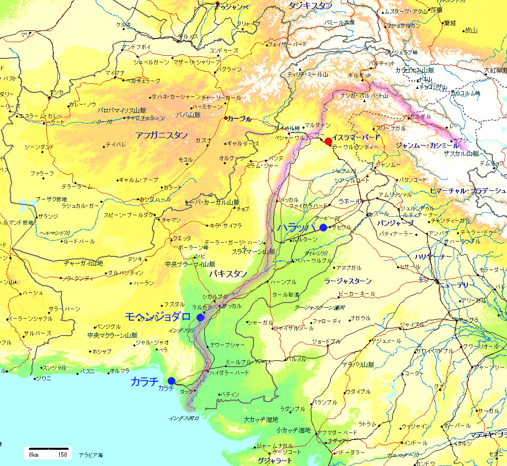 パキスタン　インダス地図 pakistan map indus river